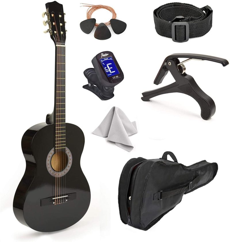 Guitars |  30" Wood Guitar With Case And Accessories For Kids/Girls/Boys/Beginners (Black) Guitars black