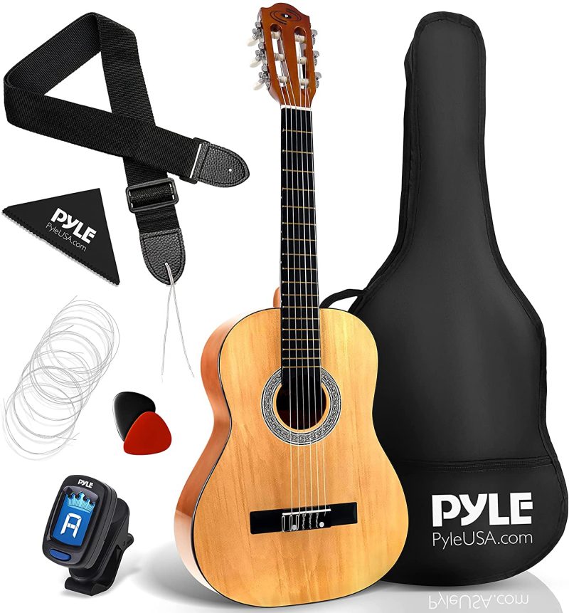 Guitars |  Beginner 30" Classical Acoustic Guitar – 1/4 Junior Size 6 String Linden Wood Guitar W/ Gig Bag, Tuner, Nylon Strings, Picks, Strap, For Beginners, Adults – Pyle Pgacls30 Guitars Guitars