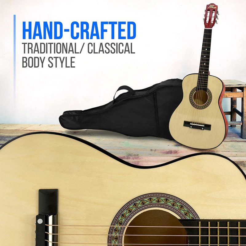 Guitars |  Beginner 30" Classical Acoustic Guitar – 6 String Linden Wood Traditional Style Guitar W/ Wood Fretboard, Case Bag, Nylon Strap, Tuner, 3 Picks – Great For Beginner, Children Use – Pyle Pgakt30 Guitars Guitars