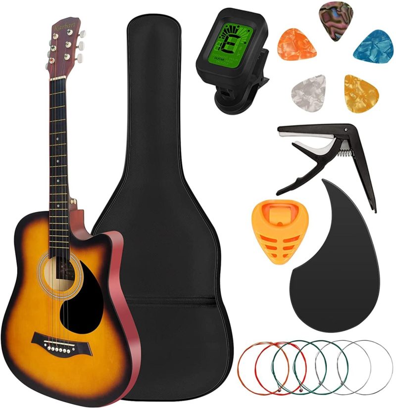 Guitars |  Karbart 38In Wood Acoustic Guitar Starter Kit For Beginners With Guitar Accessories Package,5 Pcs Guitar Picks,Guitar Tuner,Guitar Bag,Guitar Strap,Guitar Strings Guitars Guitars