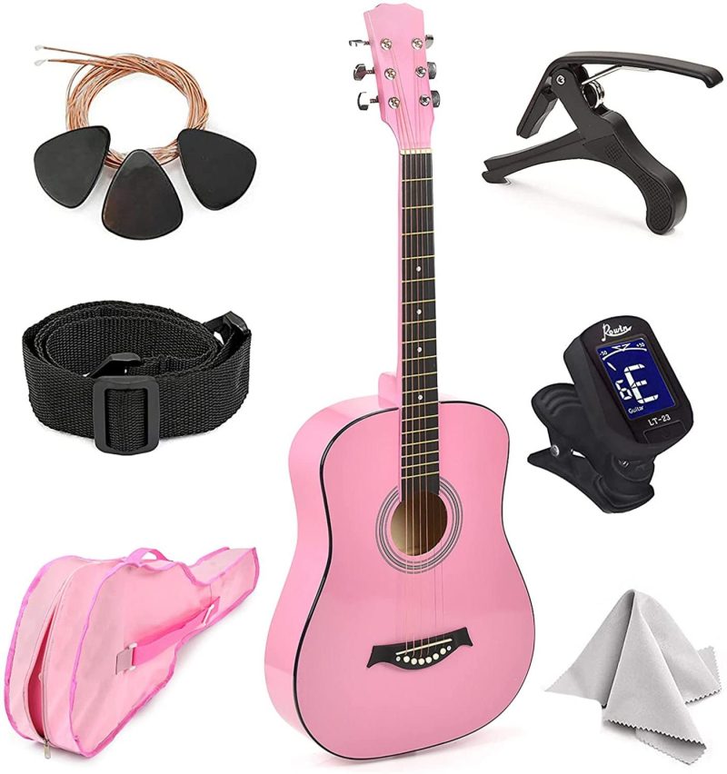 Guitars |  Master-Play Beginner Wood Acoustic Guitar 38" For Boys/Girls/Teens With Accessories Kit, Case, Strap, Pick, Digital Tuner, Extra Strings, Capo, Wash Cloth Guitars black