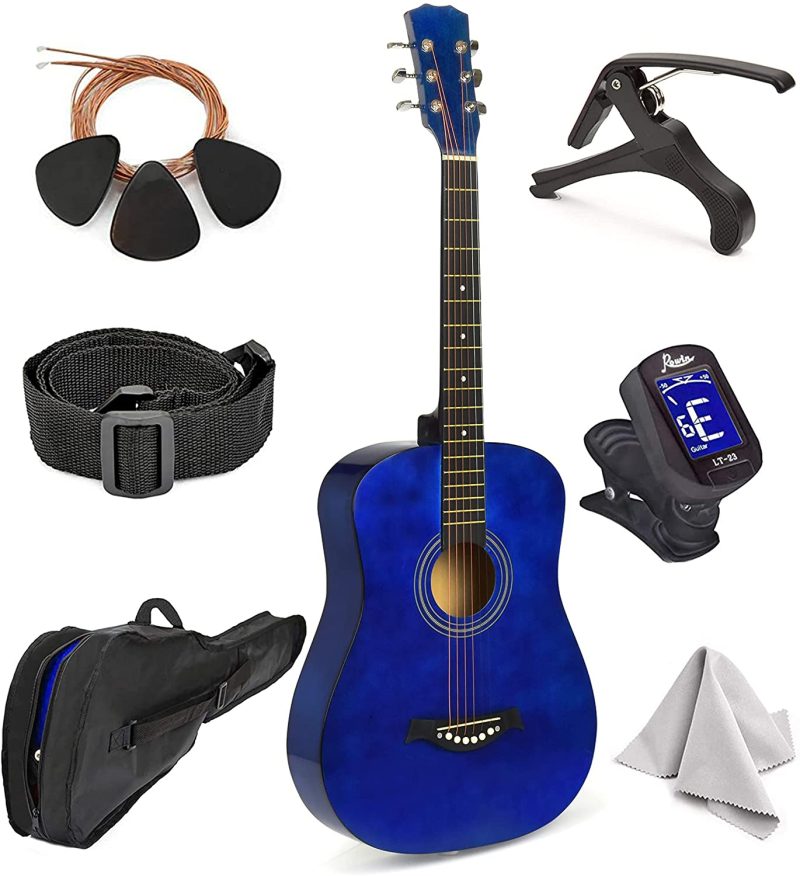 Guitars |  Master-Play Beginner Wood Acoustic Guitar 38" For Boys/Girls/Teens With Accessories Kit, Case, Strap, Pick, Digital Tuner, Extra Strings, Capo, Wash Cloth Guitars black