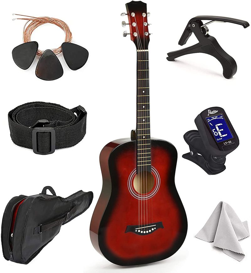 Guitars |  Master-Play Beginner Wood Acoustic Guitar 38" For Boys/Girls/Teens With Accessories Kit, Case, Strap, Pick, Digital Tuner, Extra Strings, Capo, Wash Cloth Guitars black