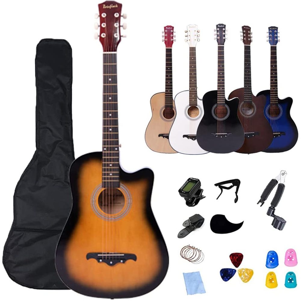 Guitars |  Rosefinch 38 Inch Acoustic Guitar For Beginner Kid Adult Teen Guitarra Acustica With Gig Bag, Tuner, Picks, Steel Strings, Capo, Cloth, Strap,Winder Guitars Guitars