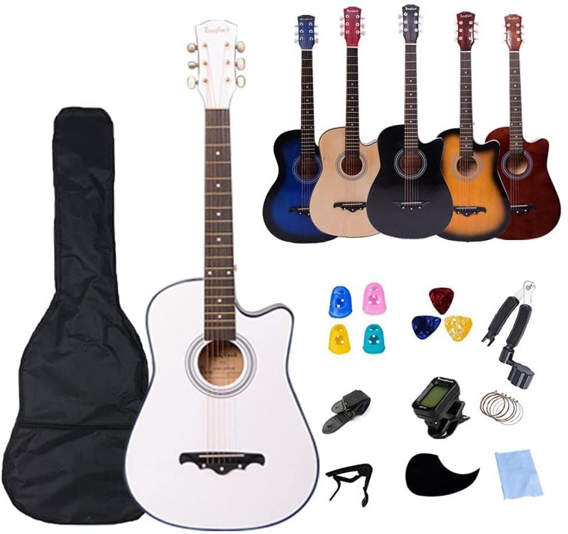 Guitars |  Rosefinch 38 Inch Acoustic Guitar For Beginner Kid Adult Teen Guitarra Acustica With Gig Bag, Tuner, Picks, Steel Strings, Capo, Cloth, Strap,Winder Guitars Guitars