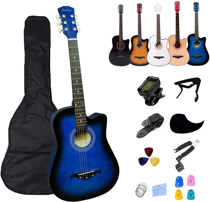 Guitars |  Rosefinch 38 Inch Acoustic Guitar For Beginner Kid Adult Teen Guitarra Acustica With Gig Bag, Tuner, Picks, Steel Strings, Capo, Cloth, Strap,Winder Guitars Guitars