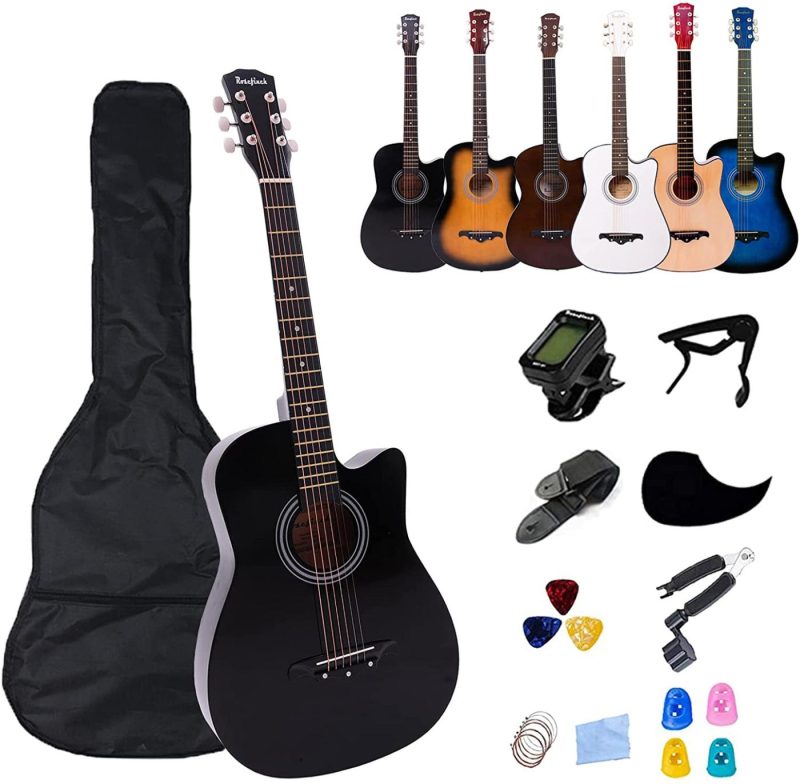 Guitars |  Rosefinch 38 Inch Acoustic Guitar For Beginner Kid Adult Teen Guitarra Acustica With Gig Bag, Tuner, Picks, Steel Strings, Capo, Cloth, Strap,Winder Guitars Guitars