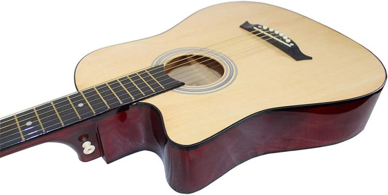 Guitars |  Vizcaya 38" Cutaway Natural Beginner Left-Handed Acoustic Guitar Starter Package Student Guitar With Gig Bag,Strap, Picks, Extra Strings, Electronic Tuner -Natural Cutaway Left-Handed Guitars Guitars