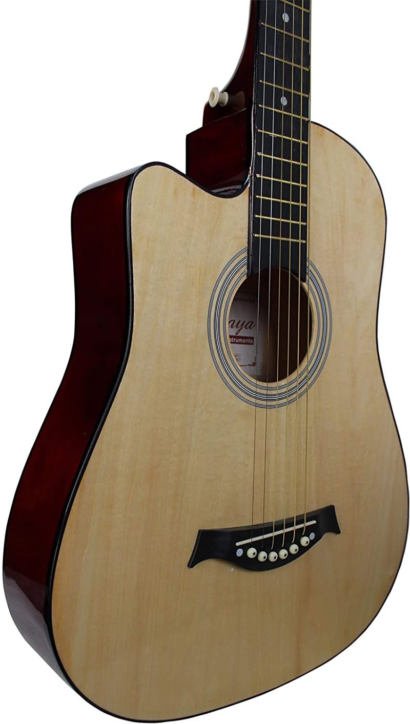 Guitars |  Vizcaya 38" Cutaway Natural Beginner Left-Handed Acoustic Guitar Starter Package Student Guitar With Gig Bag,Strap, Picks, Extra Strings, Electronic Tuner -Natural Cutaway Left-Handed Guitars Guitars