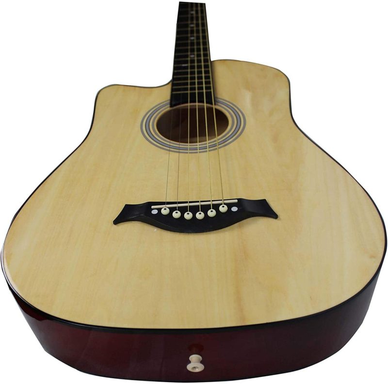 Guitars |  Vizcaya 38" Cutaway Natural Beginner Left-Handed Acoustic Guitar Starter Package Student Guitar With Gig Bag,Strap, Picks, Extra Strings, Electronic Tuner -Natural Cutaway Left-Handed Guitars Guitars