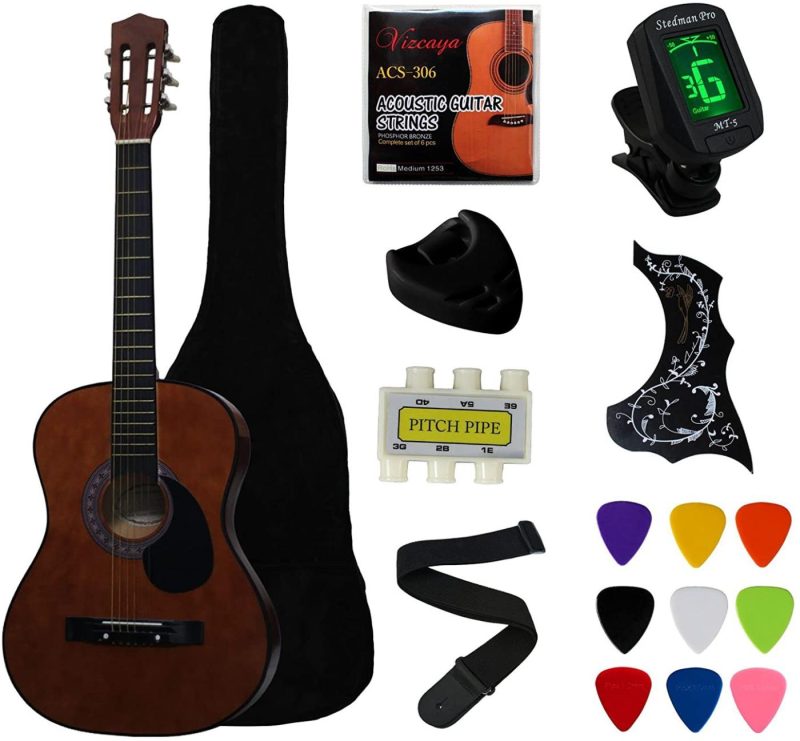 Guitars |  Ymc 38" Blue Beginner Acoustic Guitar Starter Package Student Guitar With Gig Bag,Strap, 3 Thickness 9 Picks,2 Pickguards,Pick Holder, Extra Strings, Electronic Tuner Guitars Blue