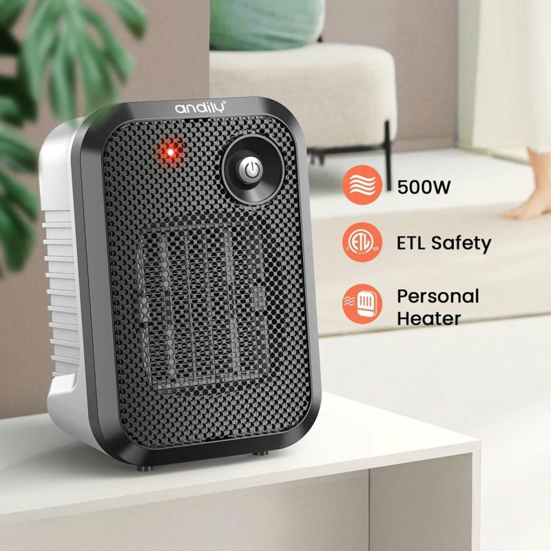 Heating, Cooling & Air Quality |  Andily 500W Space Heater Electric Heater For Home&Office Indoor Use Small Heater On Desk With Safety Power Switch Ptc Education & Crafts andily