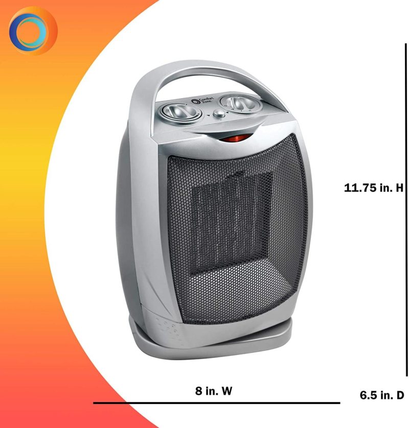 Heating, Cooling & Air Quality |  Ccc Comfort Zone Cz449 Electric Heater, Ceramic Oscillating Thermal, Silver Home Decor & Cleaning CCC COMFORT ZONE