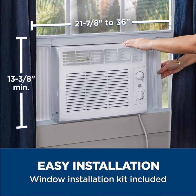 Heating, Cooling & Air Quality |  Ge Air Conditioner For Window, 5,000 Btu, Easy Install Kit Included, Dual Mechanics Fan Power And Temperature Control Cools Up To 150 Square Feet, 115 Volts, White Heating, Cooling & Air Quality GE