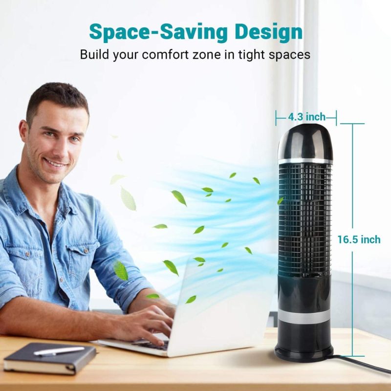 Heating, Cooling & Air Quality |  Oscillating Tower Fan, Desk Table Fan With 3 Speeds, Quiet Cooling, 60° Oscillation, 16 Inch Personal Small Bladeless Fan Cooling Fan For Bedroom Home Office Desktop Education & Crafts DR.PREPARE