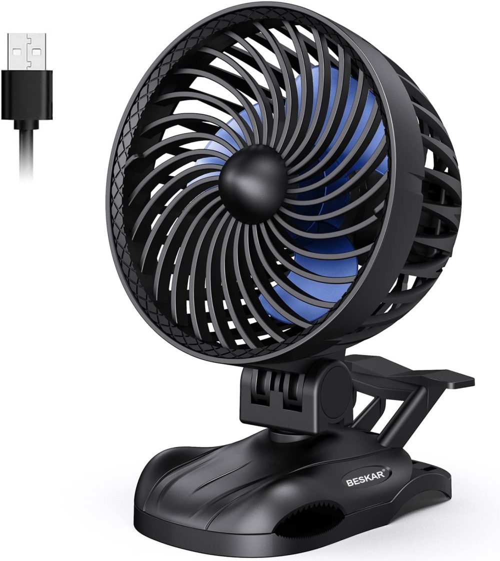 Heating, Cooling & Air Quality |  Portable Clip On Fan – 6 Inch Personal Usb Fan With Cvt Speeds, Adjustable Tilt, Quiet Operation Small Cooling Fan For Office Desk Dorm Bed Stroller -Supercar Clamp Education & Crafts BESKAR