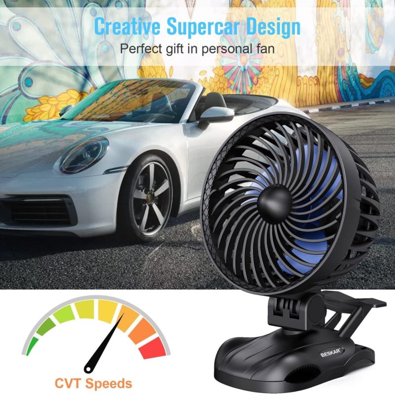 Heating, Cooling & Air Quality |  Portable Clip On Fan – 6 Inch Personal Usb Fan With Cvt Speeds, Adjustable Tilt, Quiet Operation Small Cooling Fan For Office Desk Dorm Bed Stroller -Supercar Clamp Education & Crafts BESKAR