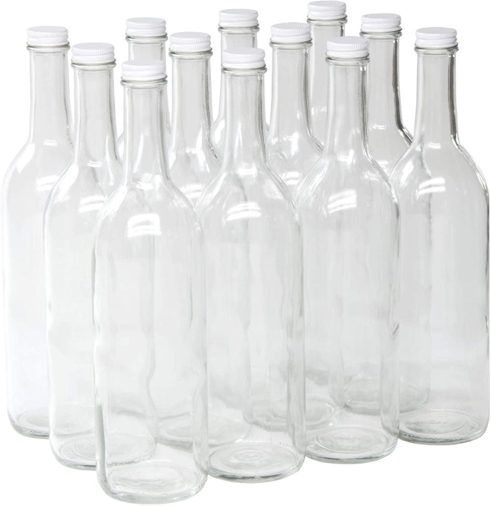 Home Brewing & Wine Making |  North Mountain Supply – W5Ctcl-Wt 750Ml Clear Glass Bordeaux Wine Bottle Flat-Bottomed Screw-Top Finish (White Metal Lids) Home Brewing & Wine Making Home Brewing & Wine Making