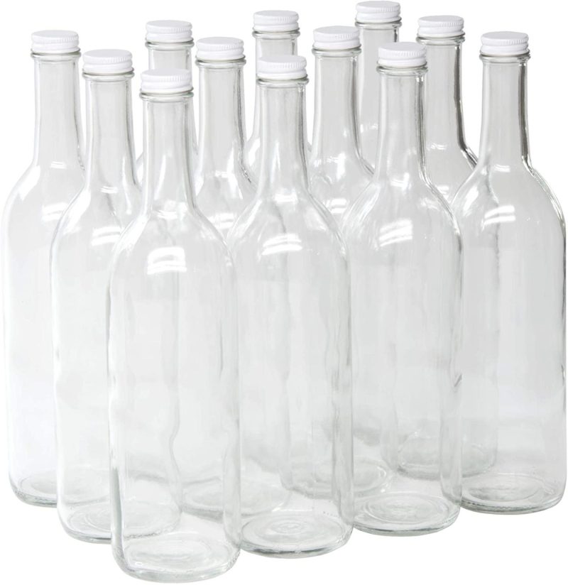 Home Brewing & Wine Making |  North Mountain Supply – W5Ctcl-Wt 750Ml Clear Glass Bordeaux Wine Bottle Flat-Bottomed Screw-Top Finish (White Metal Lids) Home Brewing & Wine Making Home Brewing & Wine Making