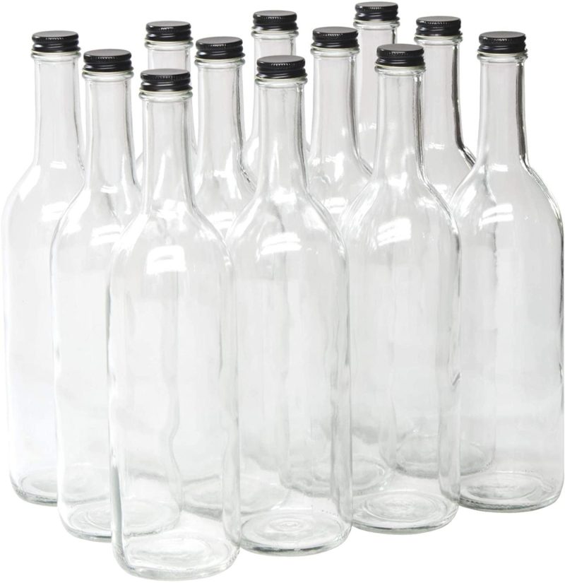 Home Brewing & Wine Making |  North Mountain Supply – W5Ctcl-Wt 750Ml Clear Glass Bordeaux Wine Bottle Flat-Bottomed Screw-Top Finish (White Metal Lids) Home Brewing & Wine Making Home Brewing & Wine Making