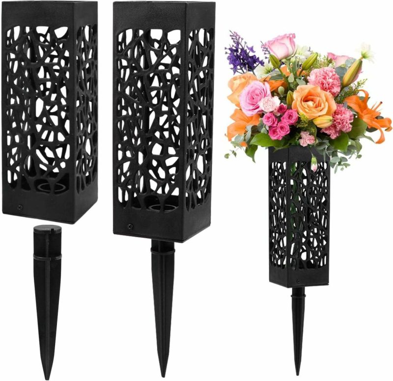 Home Décor |  2 Pack Graves Decorations Memorial Cemetery Floral Holder Home Décor black