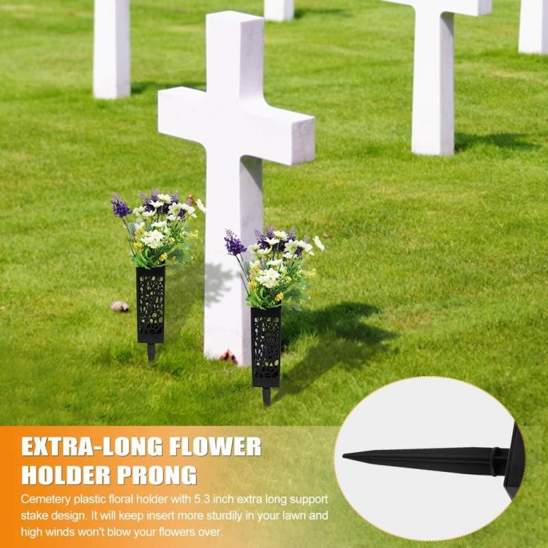 Home Décor |  2 Pack Graves Decorations Memorial Cemetery Floral Holder Home Décor black