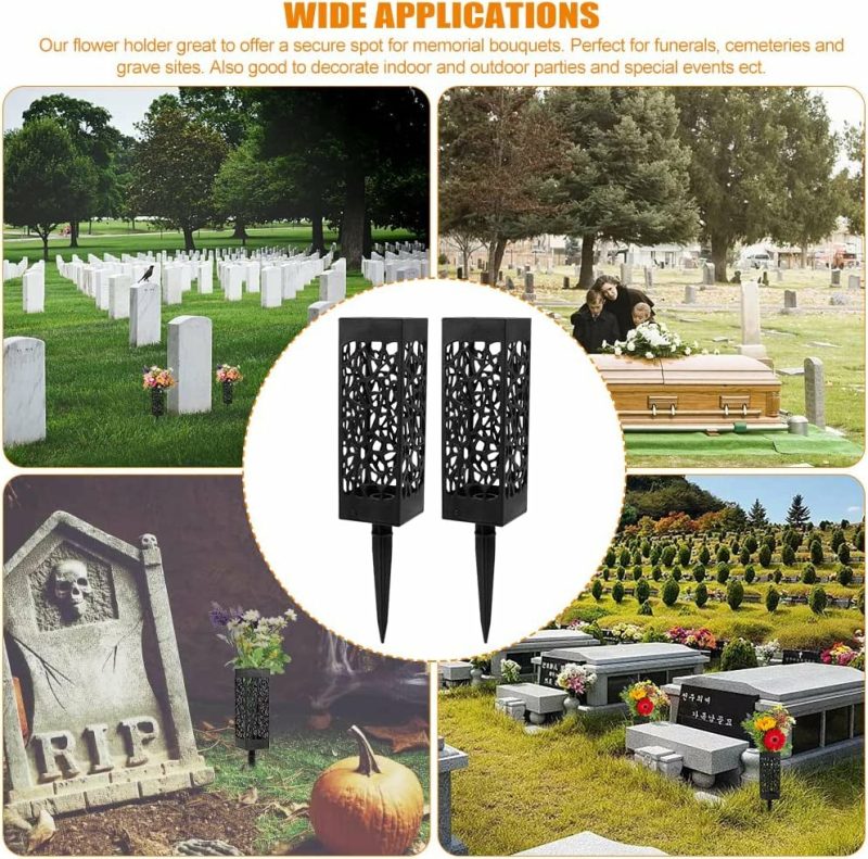 Home Décor |  2 Pack Graves Decorations Memorial Cemetery Floral Holder Home Décor black