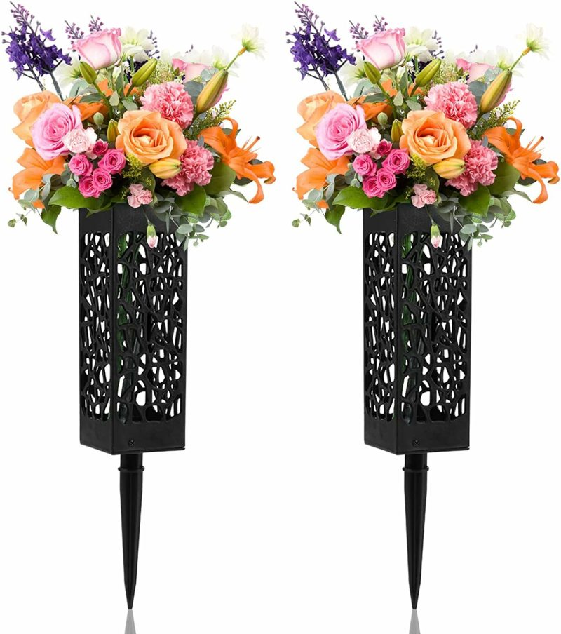 Home Décor |  2 Pack Graves Decorations Memorial Cemetery Floral Holder Home Décor black