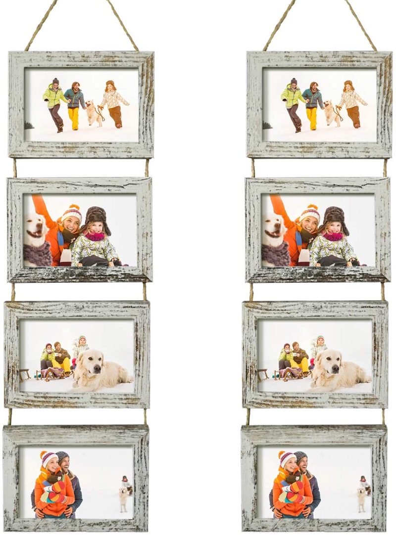 Home Décor |  4X6 Wall Hanging Picture Frames Collage With 8 Opening Distressed White Frames,2 Packs Home Décor Hogar Suerte