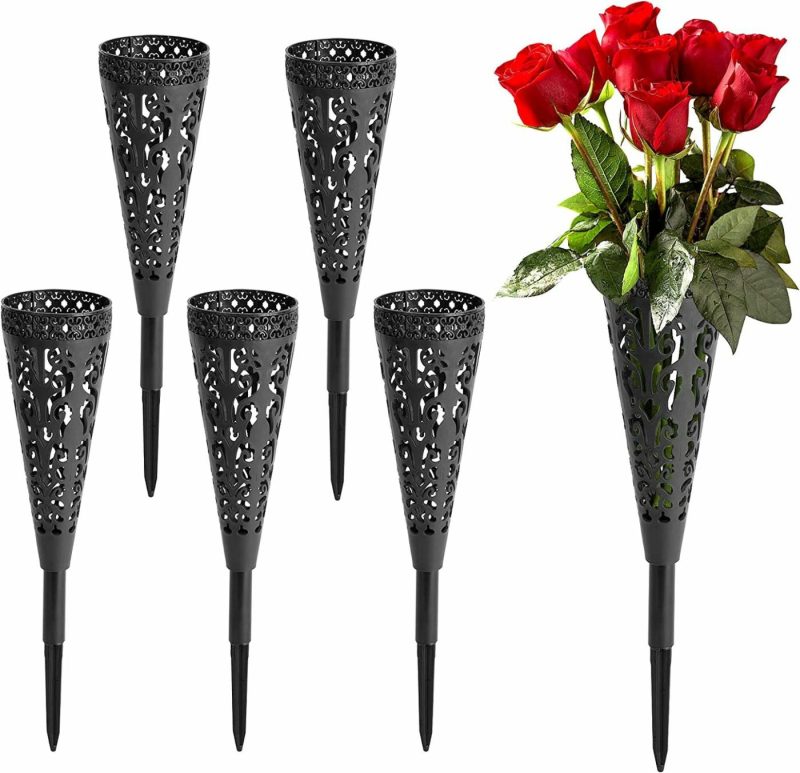 Home Décor |  6 Pcs Grave Vase,Memorial Floral Vase Home Décor Cone