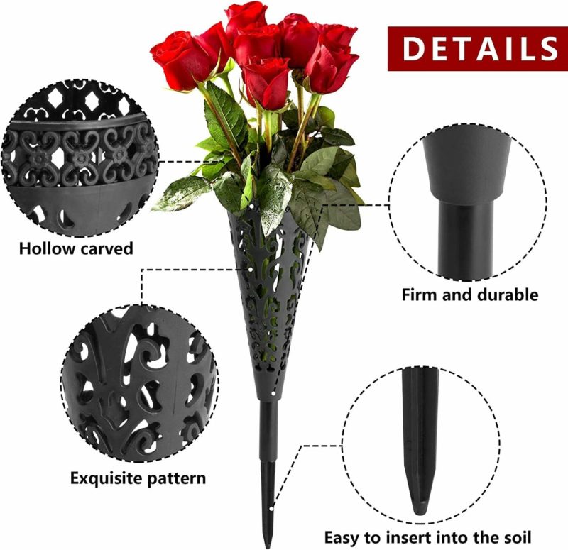 Home Décor |  6 Pcs Grave Vase,Memorial Floral Vase Home Décor Cone