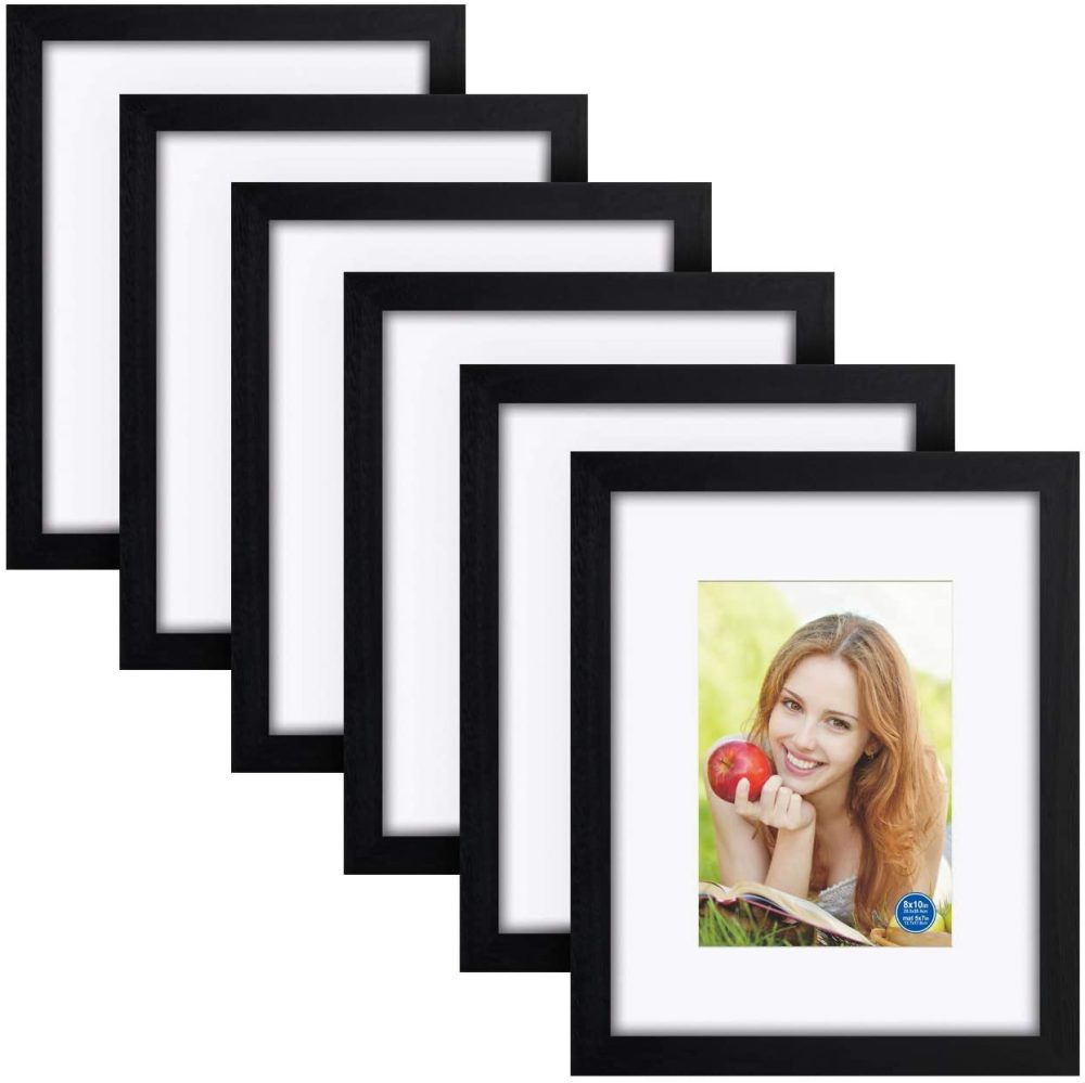 Home Décor |  8X10 Inch Picture Frames Made Of Solid Wood And Hd Glass Display Photos 5X7 With Mat Or 8X10 Without Mat 6Pk Black Home Décor Home Décor