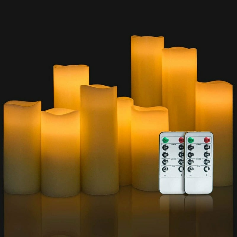 Home Décor |  9-Pack Led Flameless Lights Battery Operated Candles Ivory Real Wax Flicker Lights Votive Timing Battery Powered Pillar With Remote Home Décor Home Décor