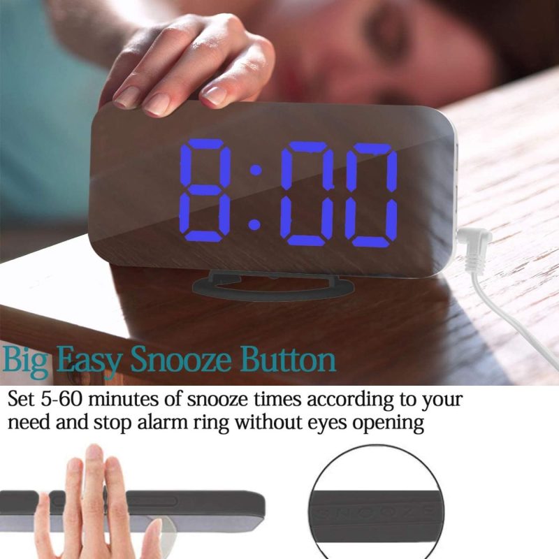 Home Décor |  Alarm Clock For Bedroom,Led And Mirror Digital Clocks Large Display, With 2 Usb Charger Ports,Auto Dim,Snooze Function,Modern Desk/Wall Clock For Home Living Room Decor – Navy Blue Home Décor Home Décor