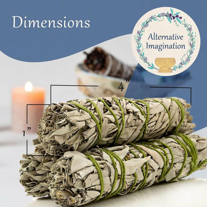 Home Décor |  Alternative Imagination White Sage Bundles For Smudging, 3 Pk Of 4" Bundles Home Décor Alternative Imagination