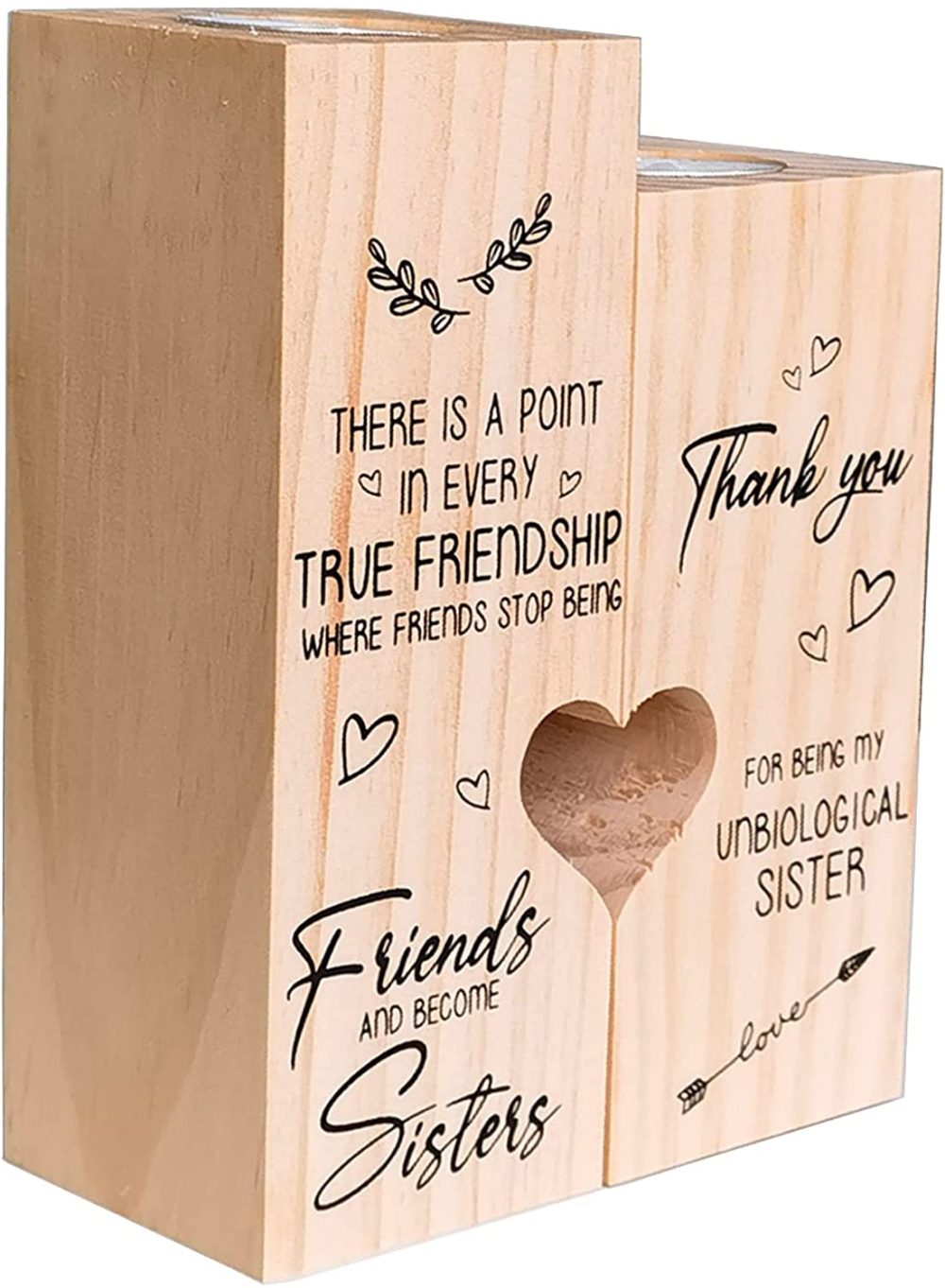 Home Décor |  Best Friend Birthday Gifts For-To My Bestie Candle Holder- Thank You For Being My Unbiological Sister Girls Friends Personalized Gifts Friendship Birthday Wooden Candle Holder Home Décor Home Décor