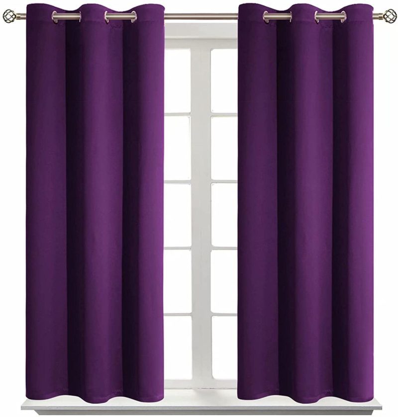 Home Décor |  Bgment Blackout Curtains – Grommet Thermal Insulated Room Darkening Bedroom And Living Room Curtain, Set Of 2 Panels (38 X 45 Inch, Purple) Home Décor BGment