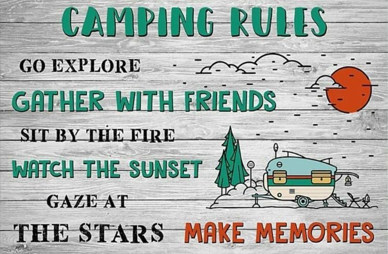 Home Décor |  Camping Rules Sit Around The Campfire Make Memories With Family And Friends Aluminum Signs Funny Tin Sign 5.5"X8" Home Décor Bibilboi