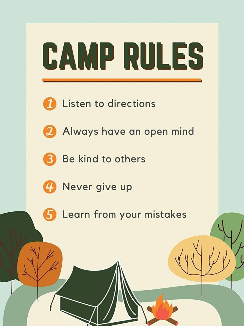 Home Décor |  Camping Rules Sit Around The Campfire Make Memories With Family And Friends Aluminum Signs Funny Tin Sign 5.5"X8" Home Décor Bibilboi