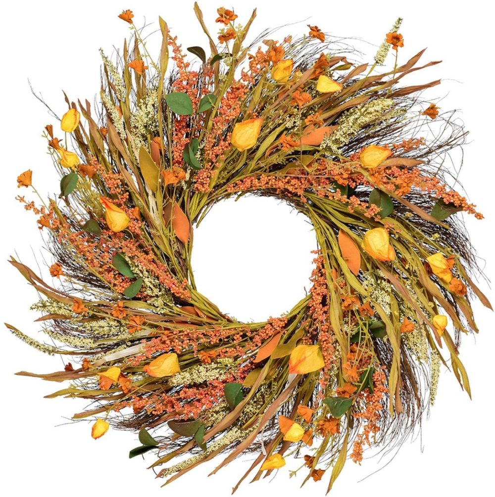 Home Décor |  Dearhouse 22 Inch Fall Wreath Front Door Wreath Grain Wreath Harvest Gold Wheat Ears Circle Garland Autumn Wreath For Front Door Wedding Wall Home Thanksgiving Decor Home Décor DearHouse