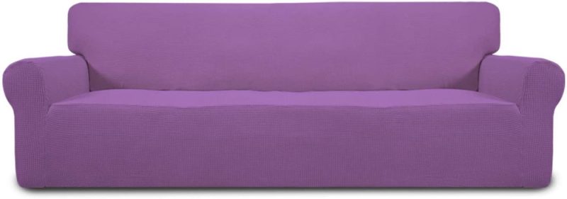 Home Décor |  Easy-Going Stretch 4 Seater Sofa Slipcover 1-Piece Sofa Cover Furniture Protector Couch Soft With Elastic Bottom For Kids,Polyester Spandex Jacquard Fabric Small Checks (Xx Large,Purple) Home Décor Easy-Going