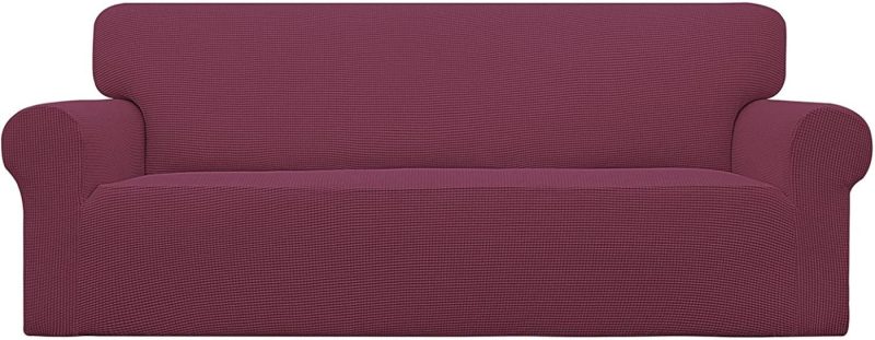 Home Décor |  Easy-Going Stretch 4 Seater Sofa Slipcover 1-Piece Sofa Cover Furniture Protector Couch Soft With Elastic Bottom For Kids,Polyester Spandex Jacquard Fabric Small Checks (Xx Large,Purple) Home Décor Easy-Going