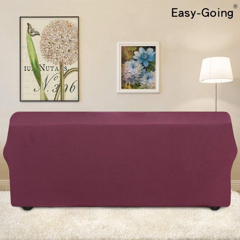 Home Décor |  Easy-Going Stretch 4 Seater Sofa Slipcover 1-Piece Sofa Cover Furniture Protector Couch Soft With Elastic Bottom For Kids,Polyester Spandex Jacquard Fabric Small Checks (Xx Large,Purple) Home Décor Easy-Going