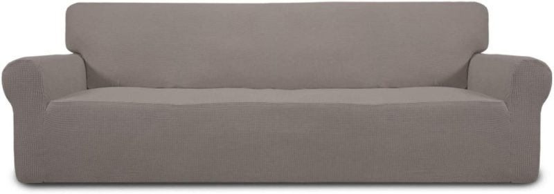 Home Décor |  Easy-Going Stretch 4 Seater Sofa Slipcover 1-Piece Sofa Cover Furniture Protector Couch Soft With Elastic Bottom For Kids,Polyester Spandex Jacquard Fabric Small Checks (Xx Large,Taupe) Home Décor Easy-Going