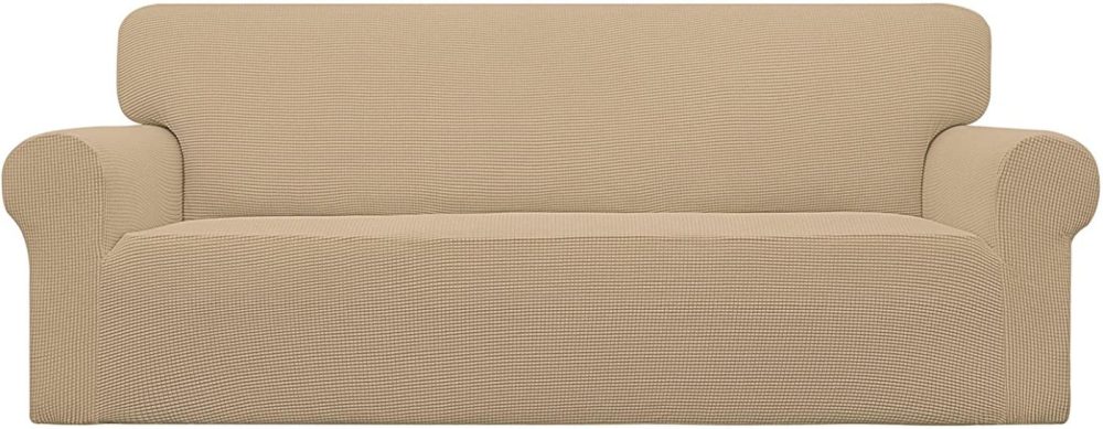 Home Décor |  Easy-Going Stretch Sofa Slipcover 1-Piece Sofa Cover Furniture Protector Couch Soft With Elastic Bottom For Kids,Polyester Spandex Jacquard Fabric Small Checks(Sofa,Sand) Home Décor Easy-Going