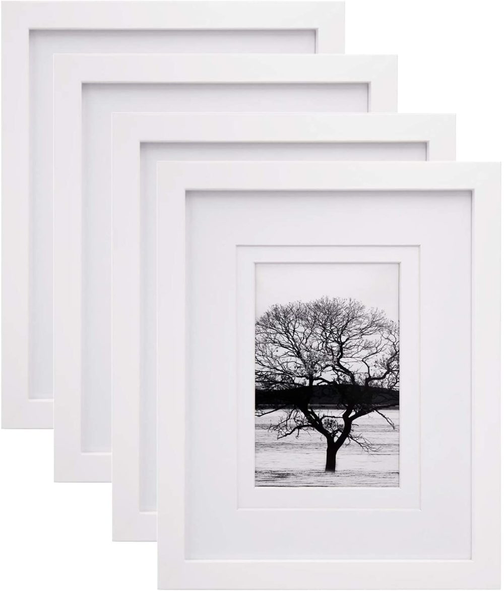 Home Décor |  Egofine 8X10 Picture Frames 4 Pcs, Made Of Solid Wood Display 4X6 And 5X7 With Mat Or 8X10′ Without Mat, For Table Top Display And Wall Mounting Photo Frame White Home Décor black