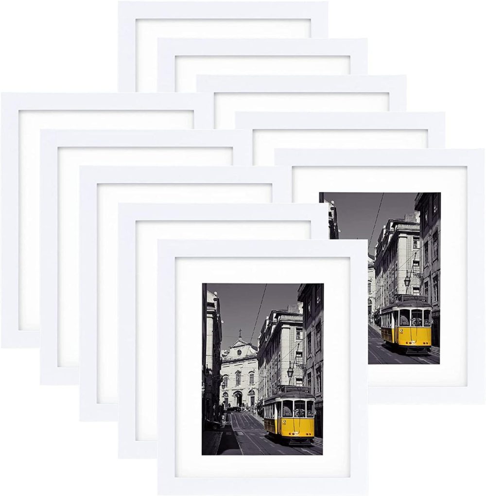 Home Décor |  Eletecpro 8X10 Picture Frames Set Of 10,Display 4X6 Or 5X7 Photo Frame With Mat Or 8X10 Without Mat,Wall Gallery Photo Frames,Table Top Display Or Wall Mounting (White, 8X10) Home Décor eletecpro