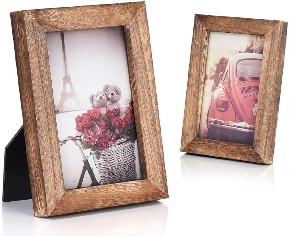 Home Décor |  Emfogo 4X6 Picture Frame Photo Display For Tabletop Display Wall Mount Solid Wood High Definition Glass Photo Frame Pack Of 2 Carbonized Black Home Décor Carbonized Black