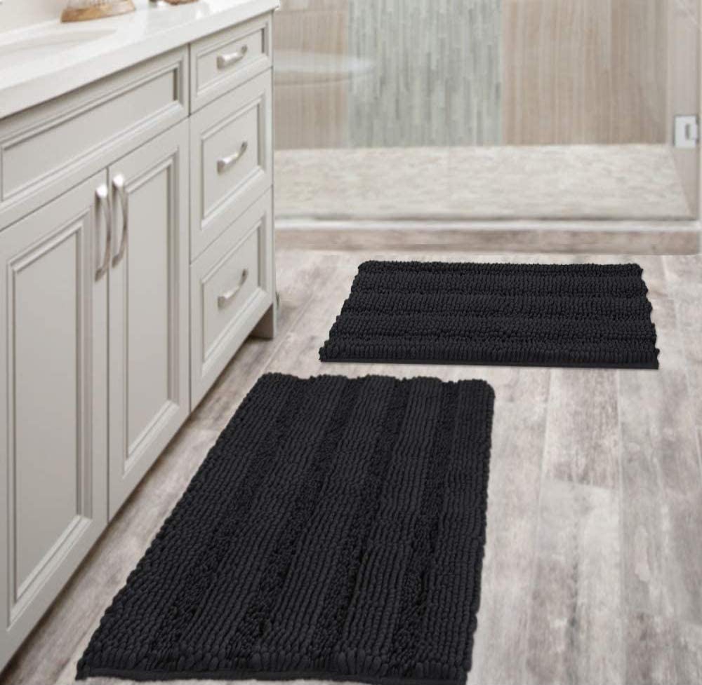 Home Décor |  Extra Thick Striped Bath Rugs For Bathroom Anti-Slip Bath Mats Soft Plush Chenille Yarn Shaggy Mat Living Room Bedroom Mat Floor Water Absorbent Bath Bath