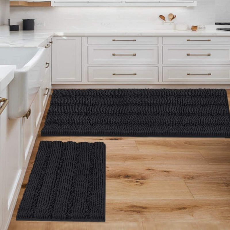 Home Décor |  Extra Thick Striped Bath Rugs For Bathroom Anti-Slip Bath Mats Soft Plush Chenille Yarn Shaggy Mat Living Room Bedroom Mat Floor Water Absorbent Bath Bath